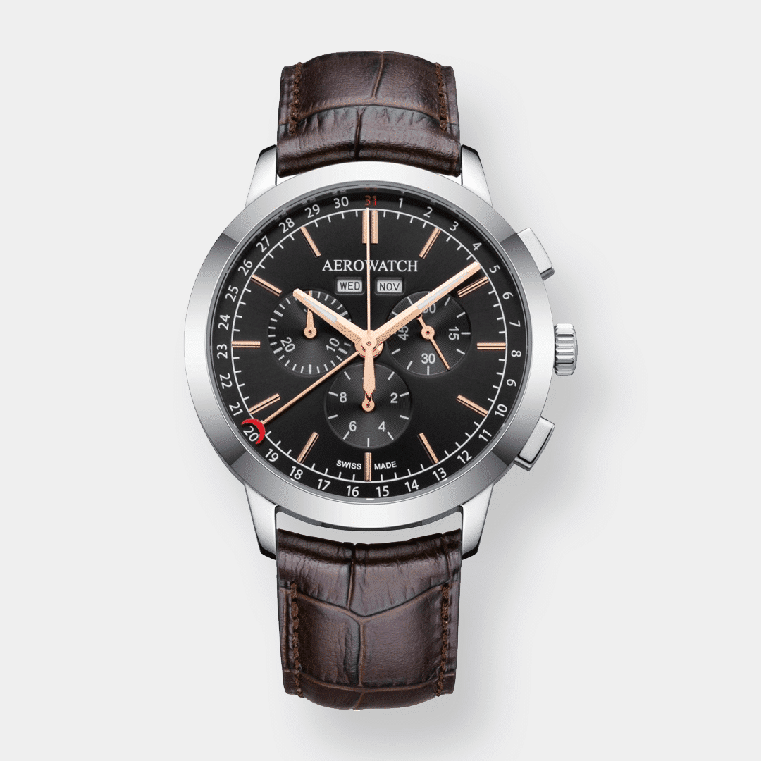 aerowatch . les grandes classiques chrono quarz leder 42mm