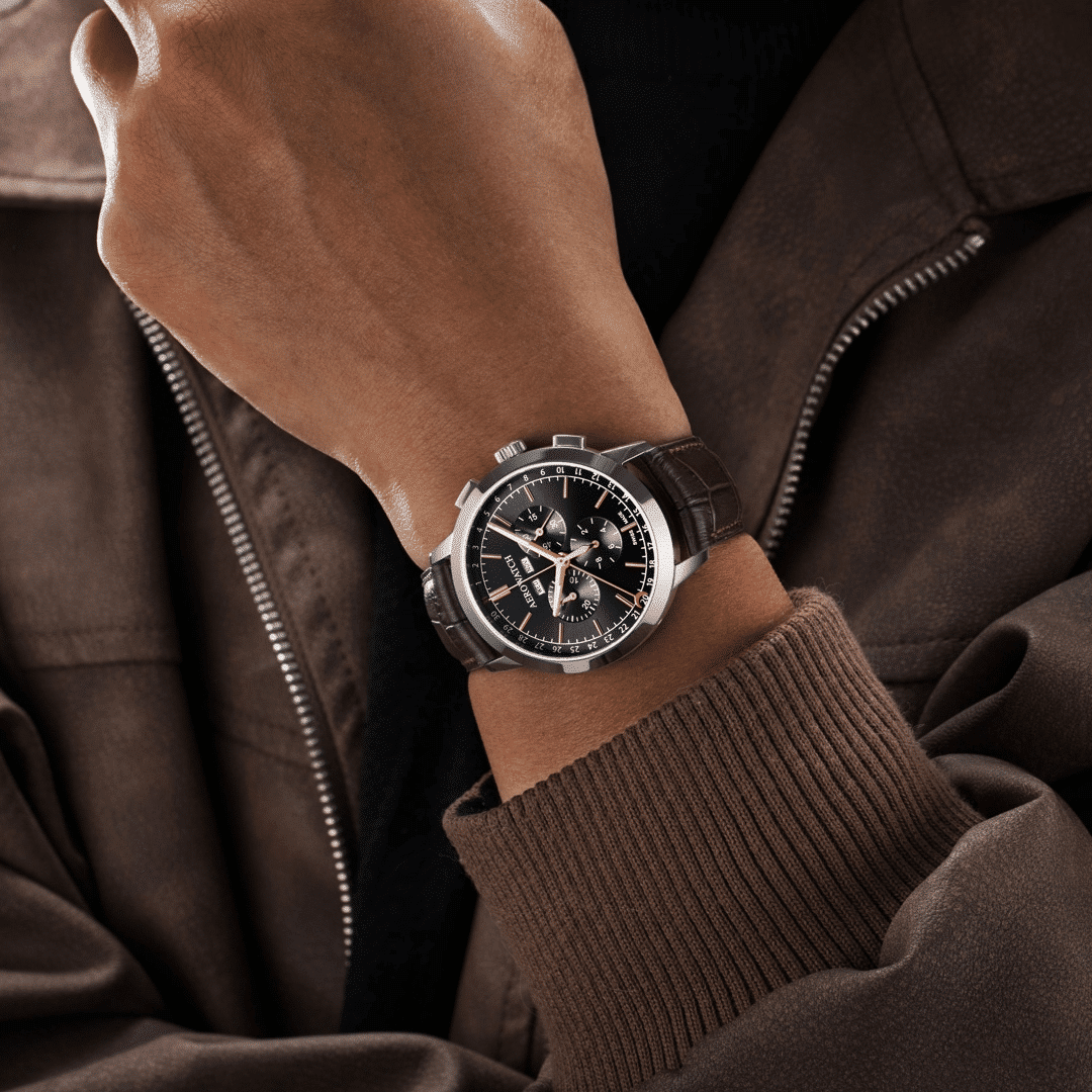 aerowatch . les grandes classiques chrono quarz leder 42mm