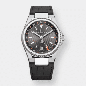 aerowatch . milan gmt sport quarz anthrazit 41mm leder