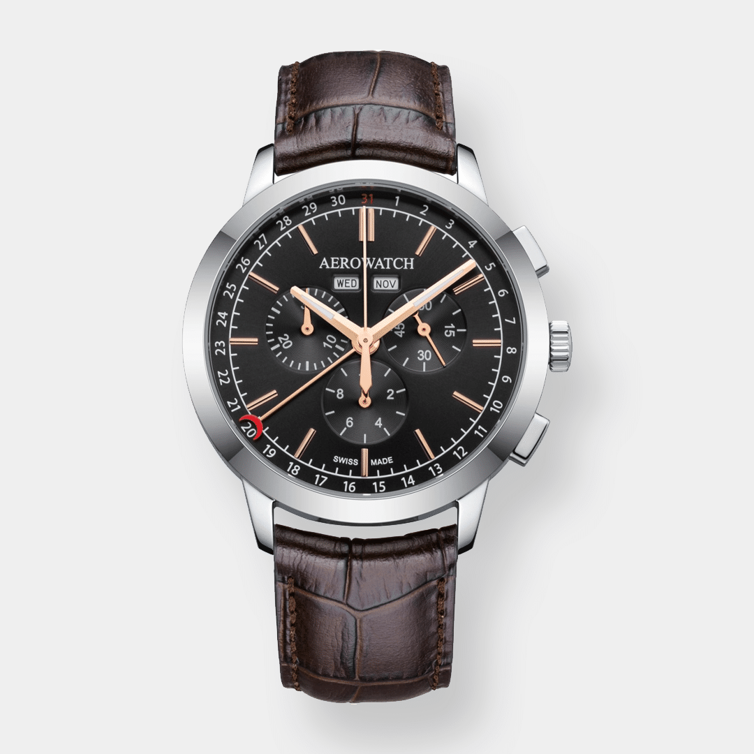Aerowatch . Les Grandes Classiques Chrono Quarz - Leder 42mm