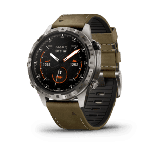 garmin marq adventurer (gen 2) amoled 46 mm titan – outdoor & abenteuer / leder silikon hybridarmband