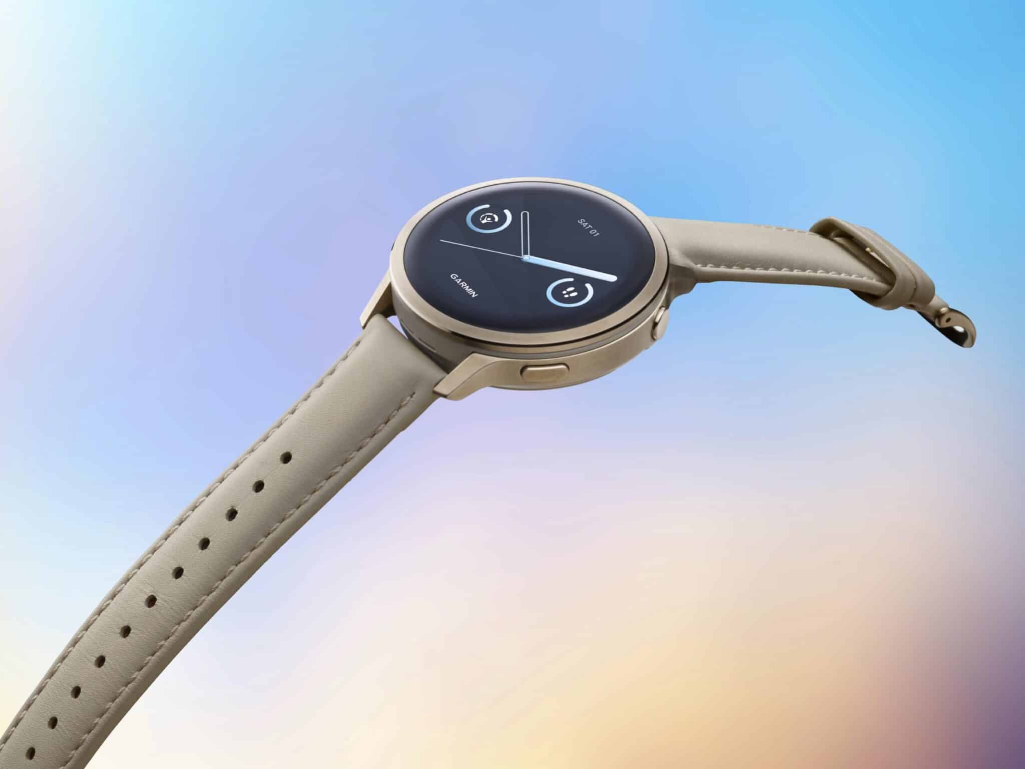 garmin venu 4 – beige 41mm leder gps sportuhr