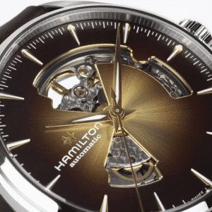 hamilton jazzmaster open heart automatik – braun 42mm leder