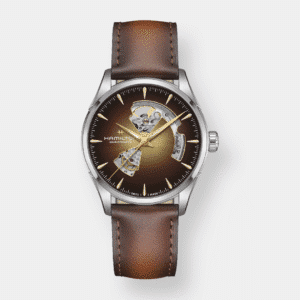 hamilton jazzmaster open heart automatik – braun 42mm leder