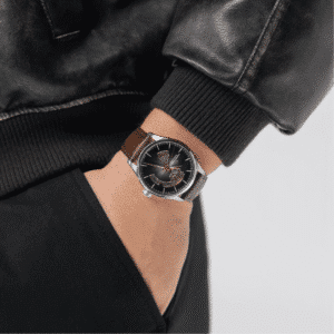 hamilton jazzmaster open heart automatik – braun 42mm leder
