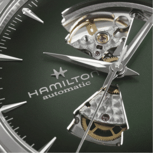 hamilton jazzmaster open heart automatik – grün 42mm leder