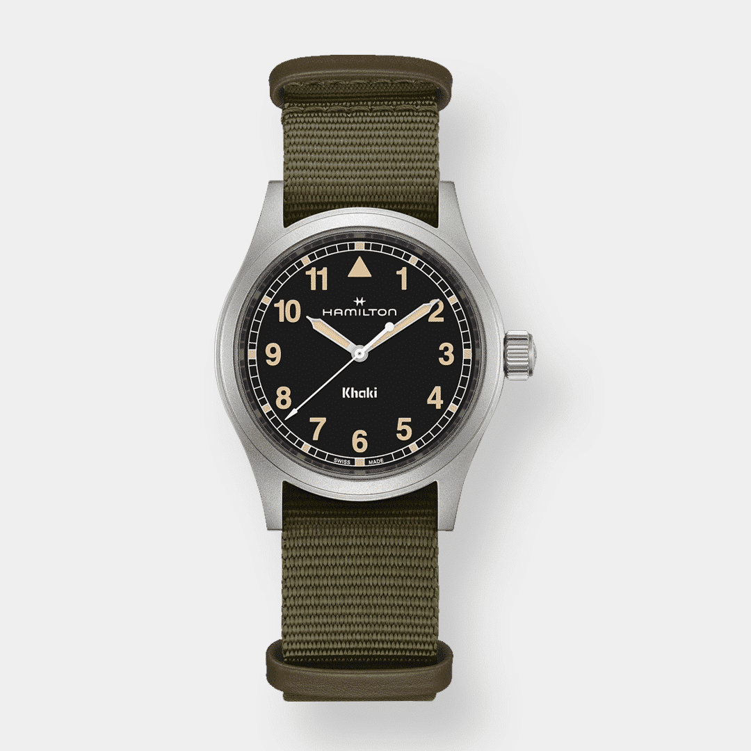 hamilton khaki field quartz – schwarz 38mm edelstahl