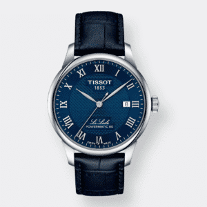 tissot le locle powermatic 80 leder 39mm blau
