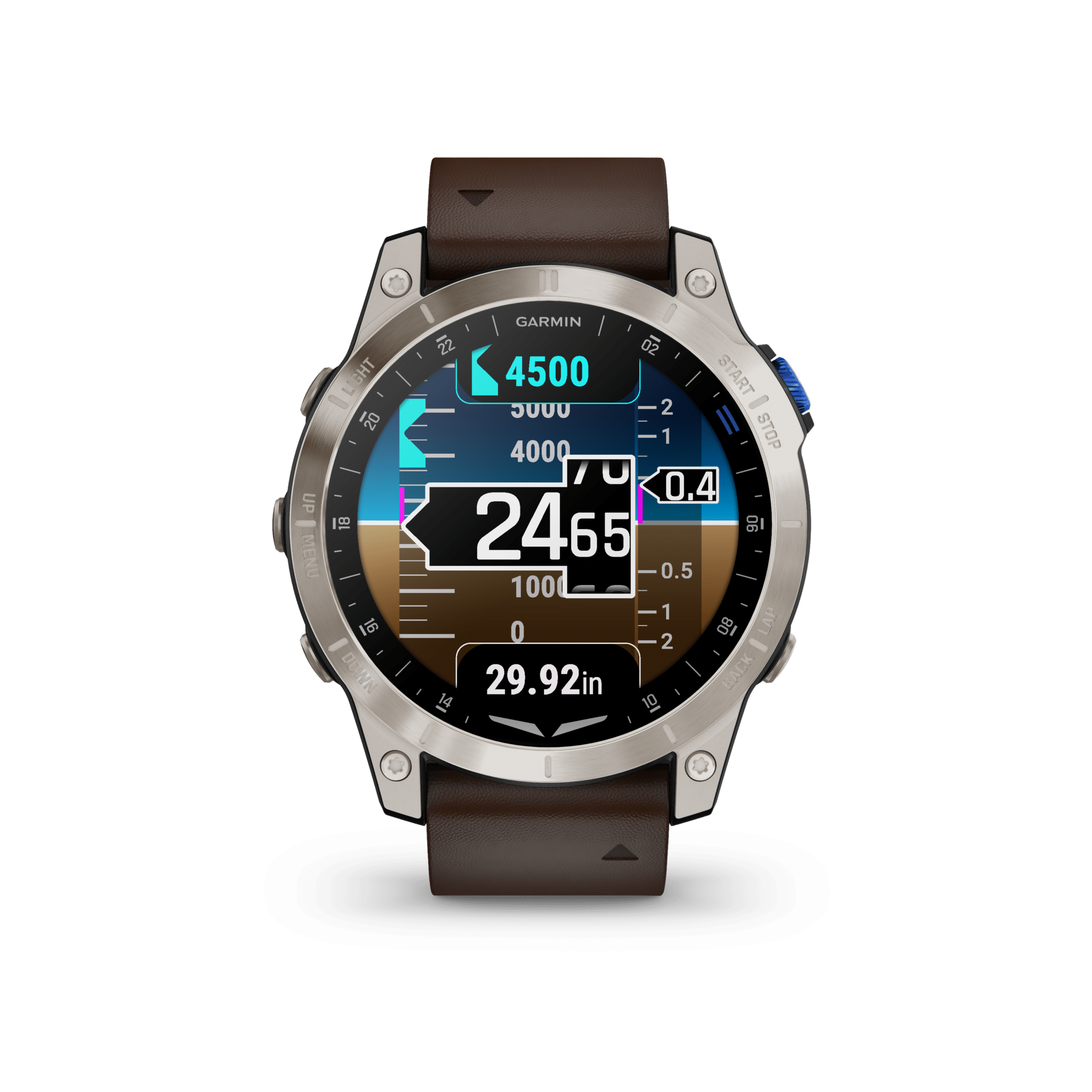 Garmin D2 Mach 1 AMOLED 47 mm Schwarz / Braun Lederarmband – Aviator Smartwatch / Lederarmband – Bild 4