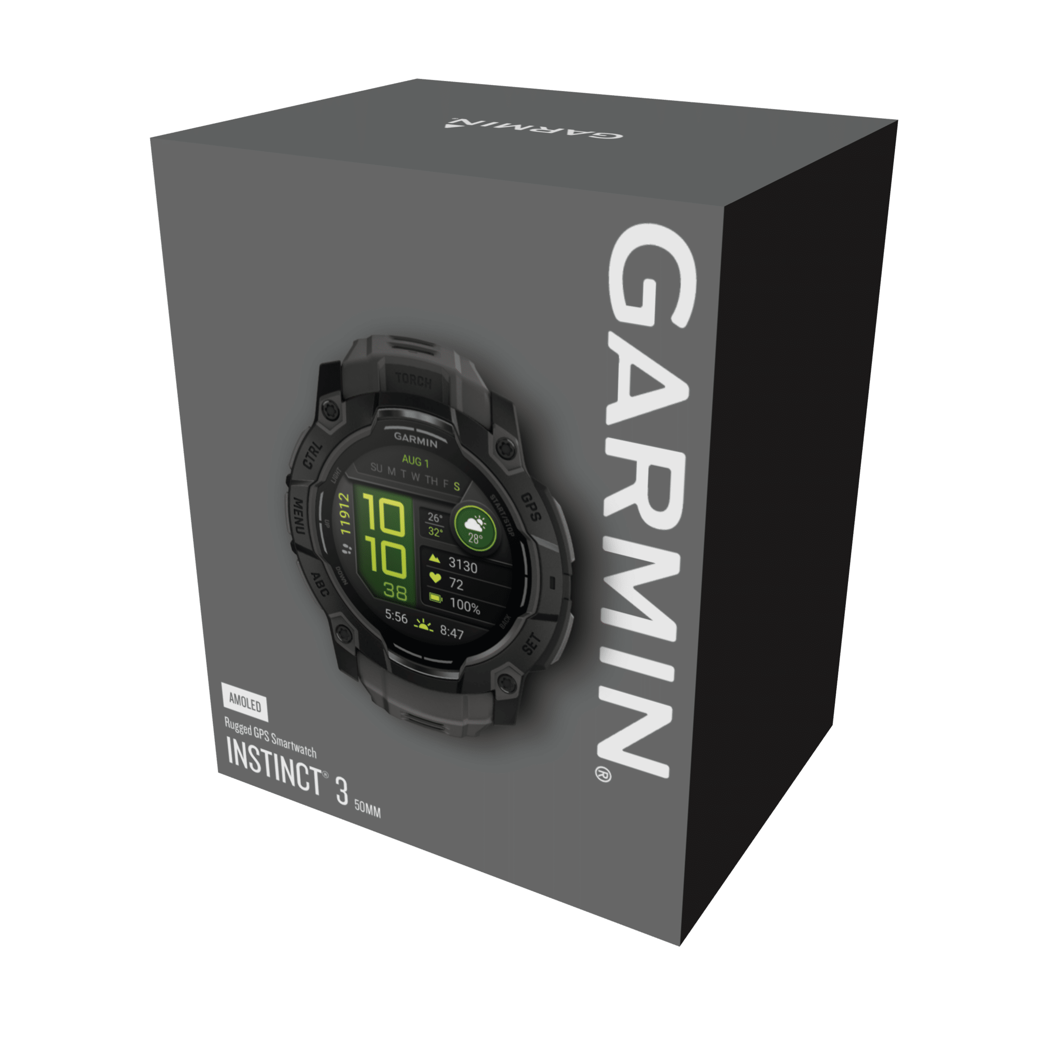 Garmin Instinct 3 AMOLED 50 mm Schwarz / Kohle – GPS-Outdoor-Smartwatch / Silikonarmband – Bild 5