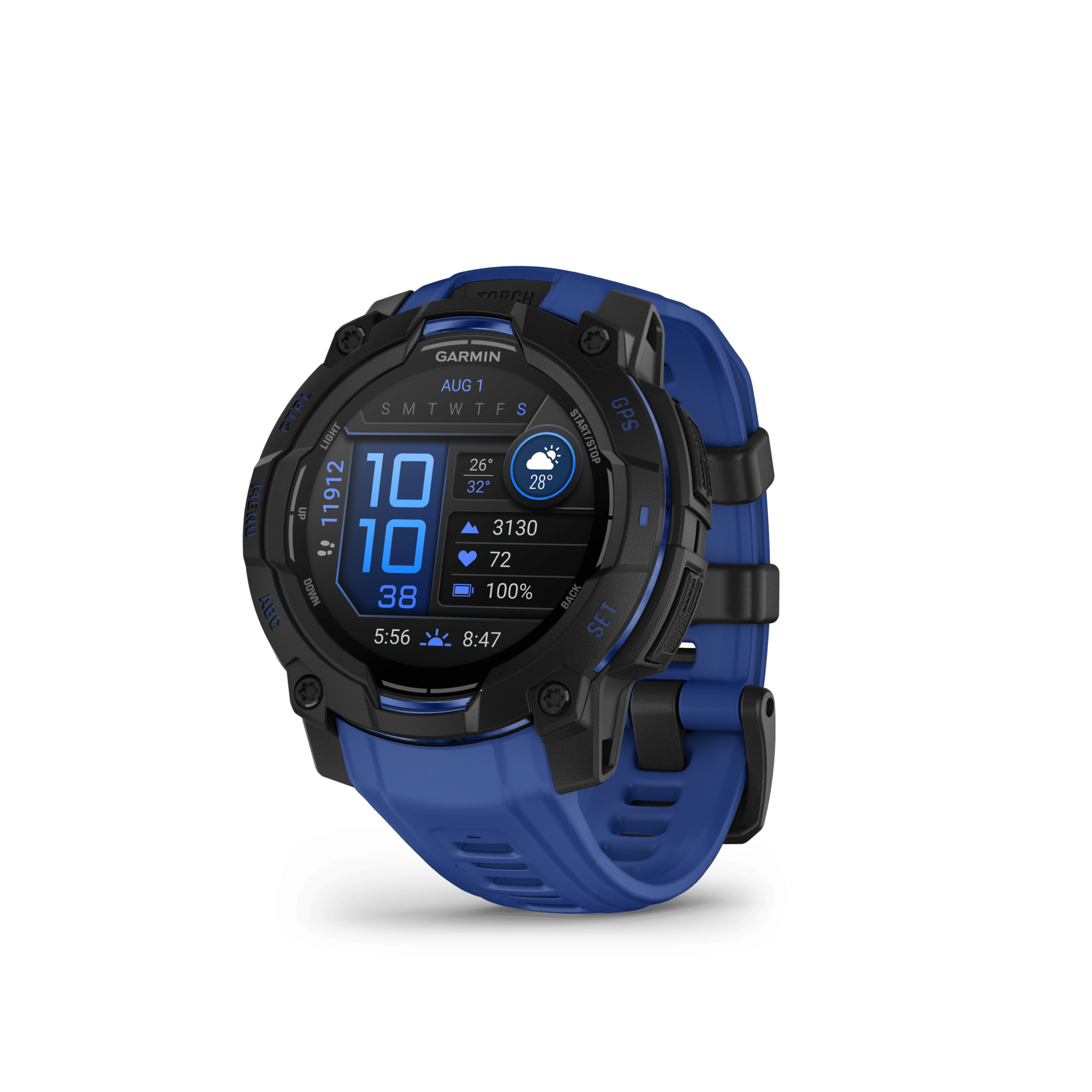 Garmin Instinct 3 AMOLED 45 mm Schwarz/Bolt Blue – Limited Edition / Multisport & Outdoor / Silikonarmband