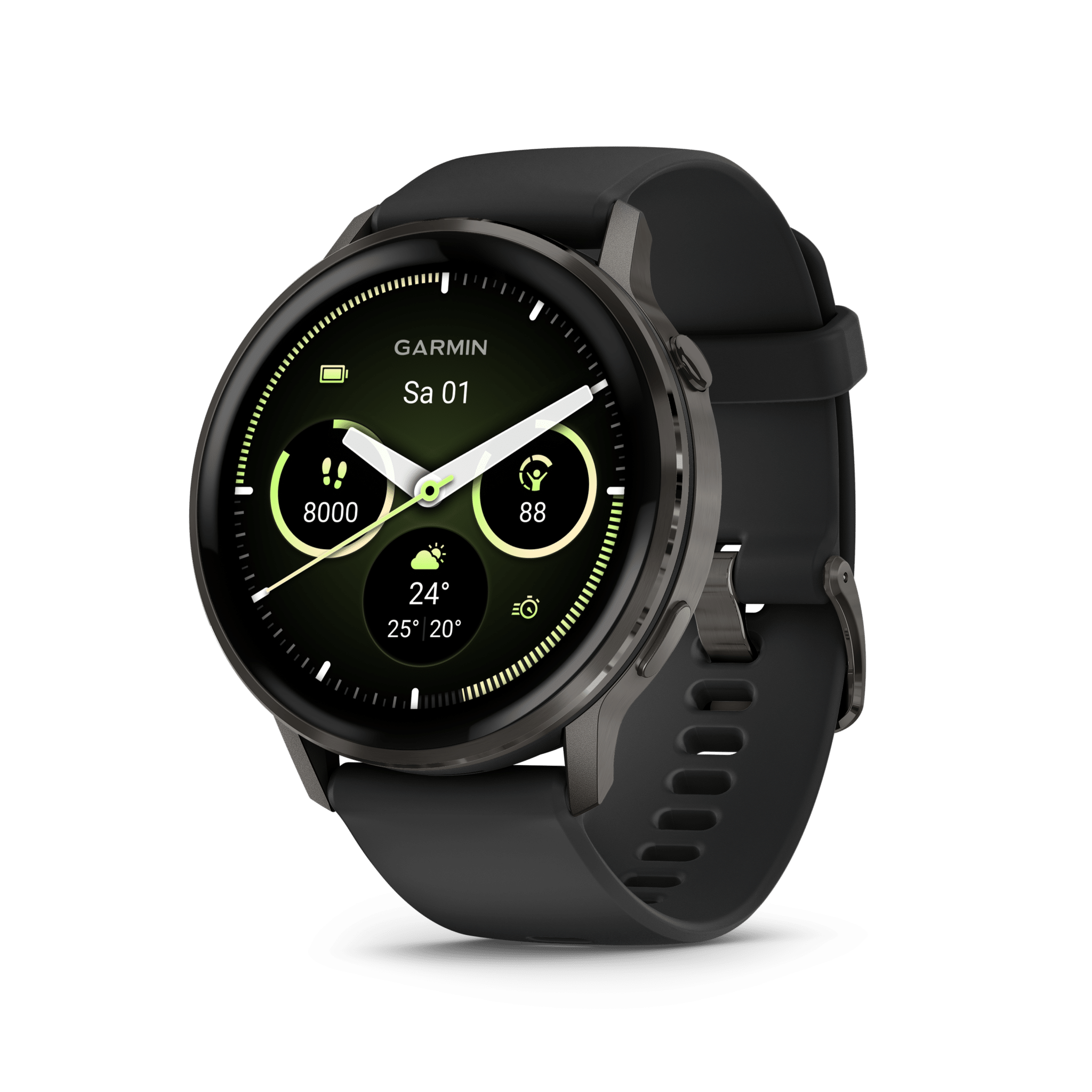 Garmin Venu 4 AMOLED 45 mm Schwarz / Schiefergrau – GPS-Fitness-Smartwatch / Silikonarmband – Bild 3