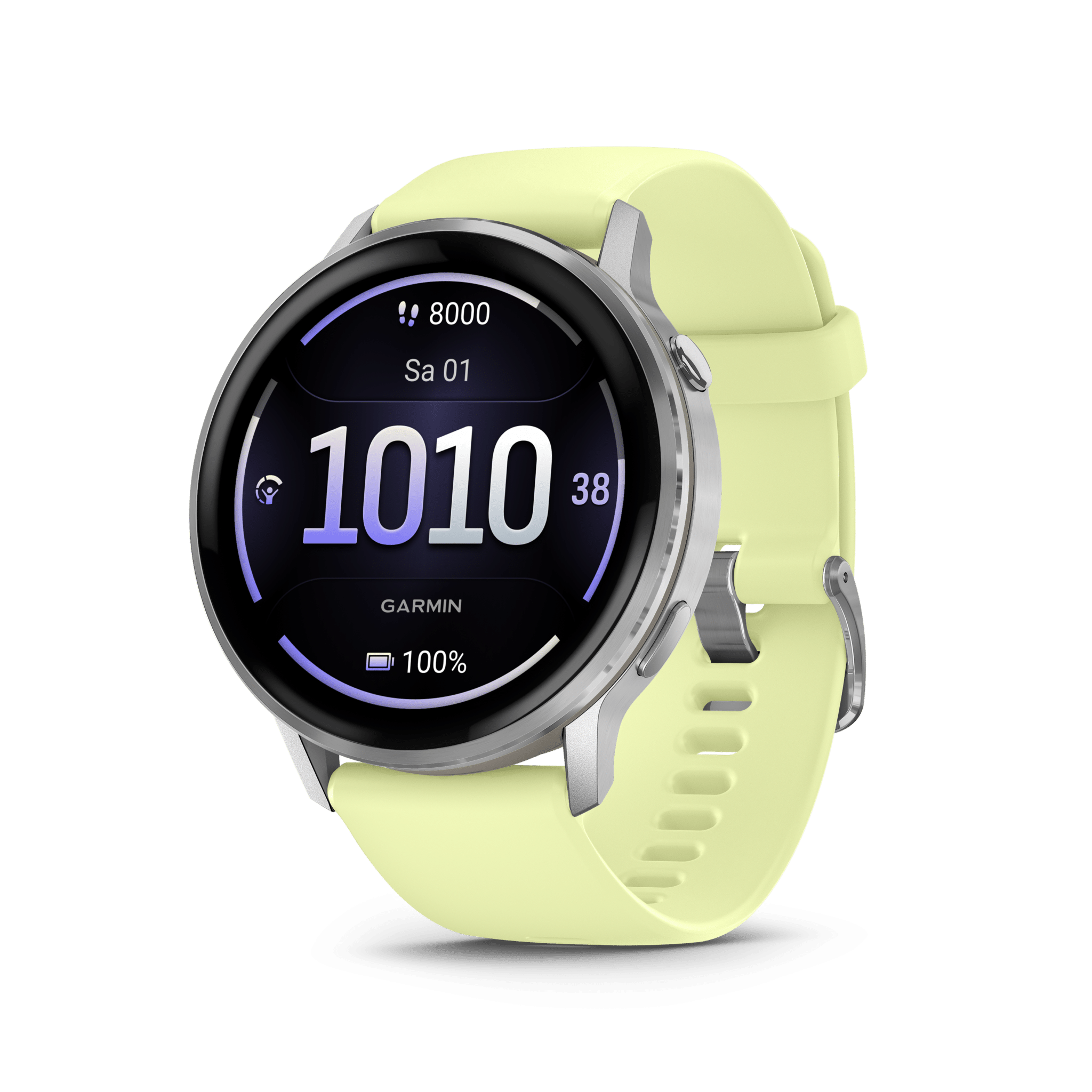 Garmin Venu 4 AMOLED 45 mm Silber / Zitrone – GPS-Fitness-Smartwatch / Silikonarmband – Bild 2