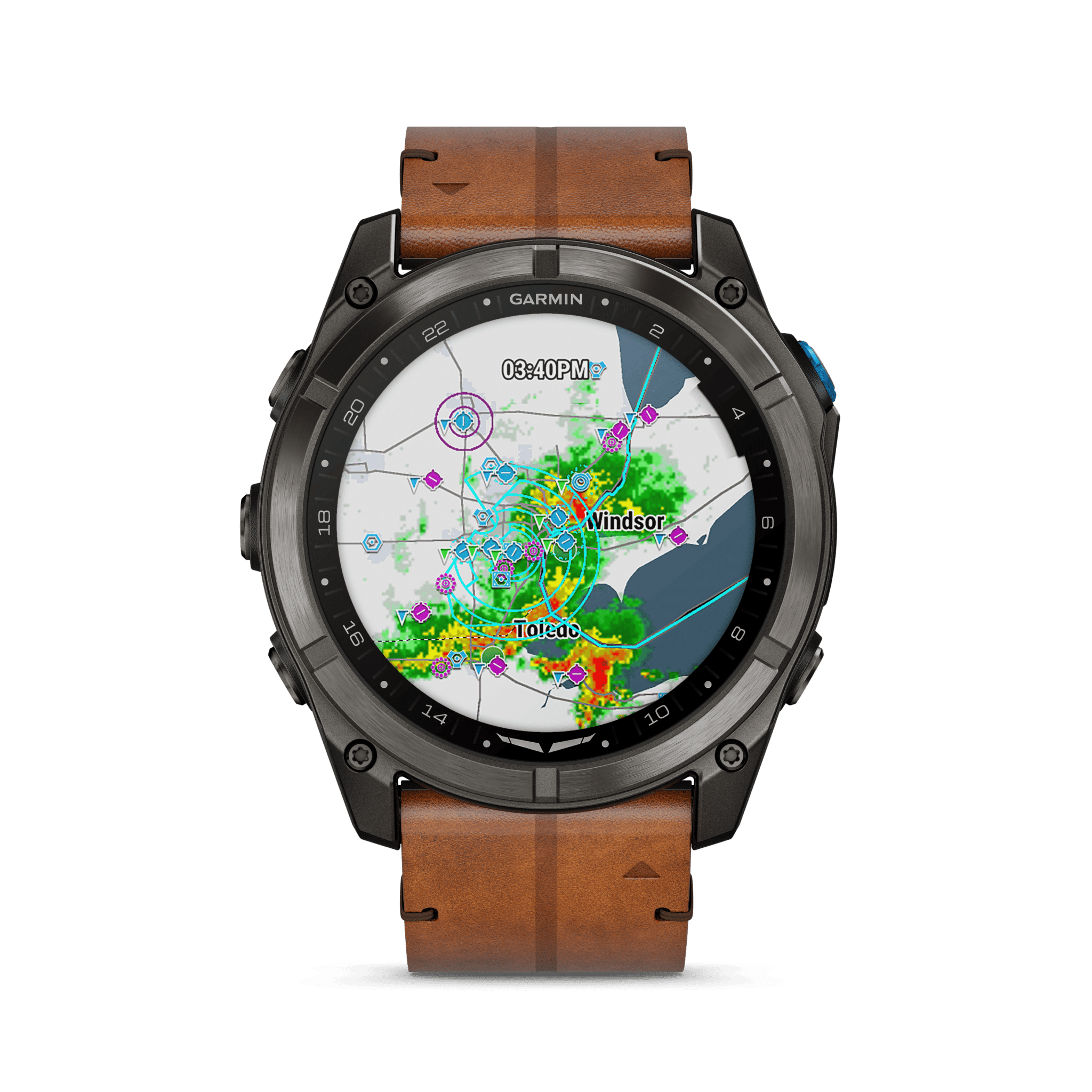 Garmin D2 Mach 2 Pro AMOLED 51 mm Schwarz / Braun Lederarmband – Aviator Smartwatch / Lederarmband – Bild 7