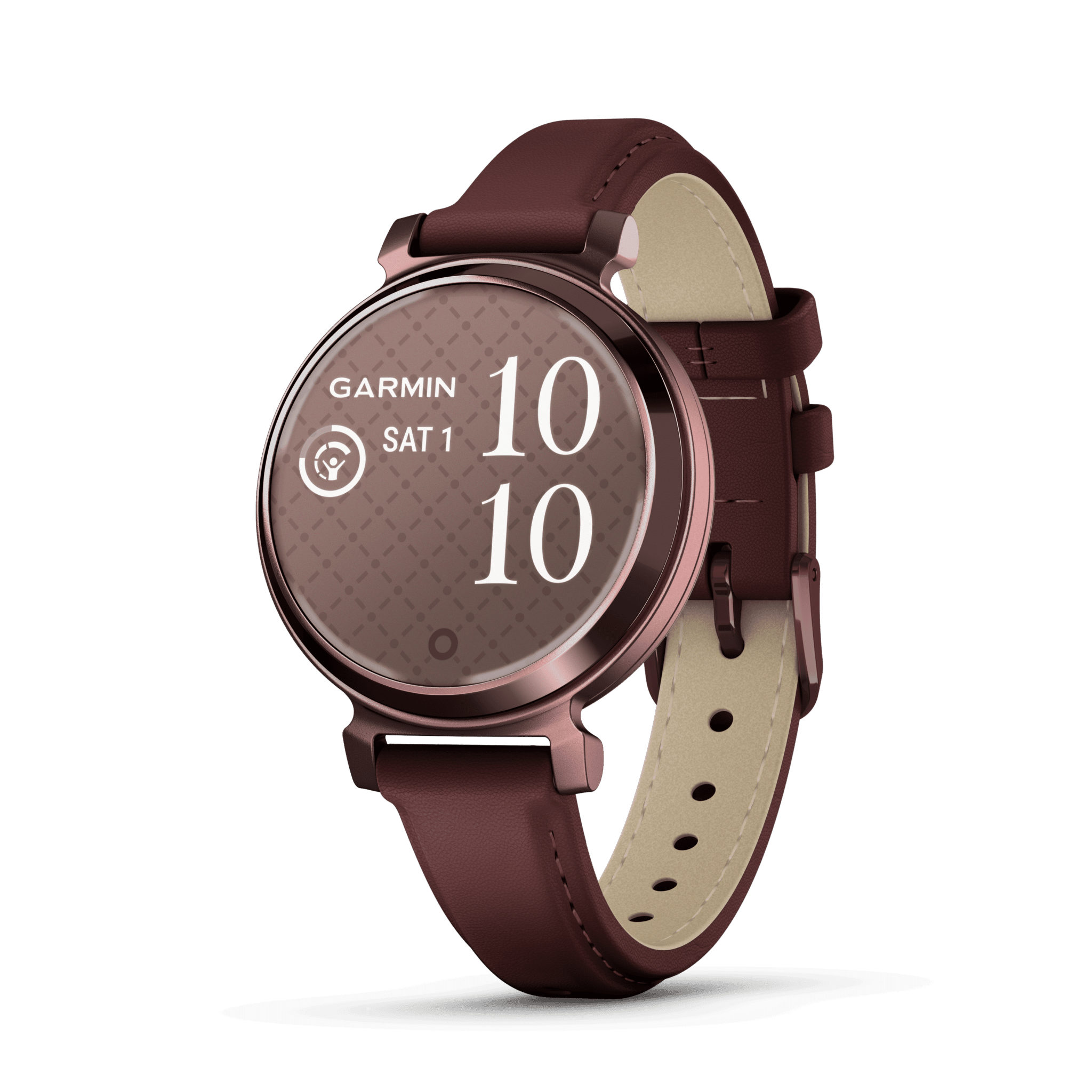 Garmin Lily 2 Classic 35 mm Maulbeere / Dunkelbronze – Fitness-Smartwatch / Lederarmband