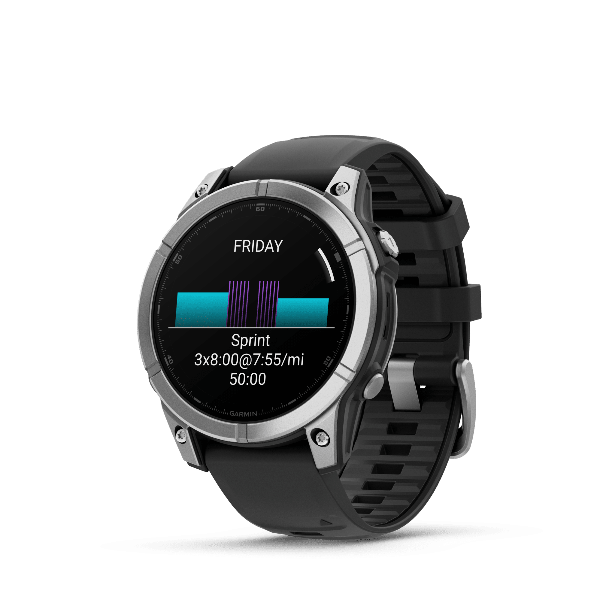 Garmin fenix E AMOLED 47 mm Schwarz / Silber – GPS-Multisport-Smartwatch / Silikonarmband – Bild 3