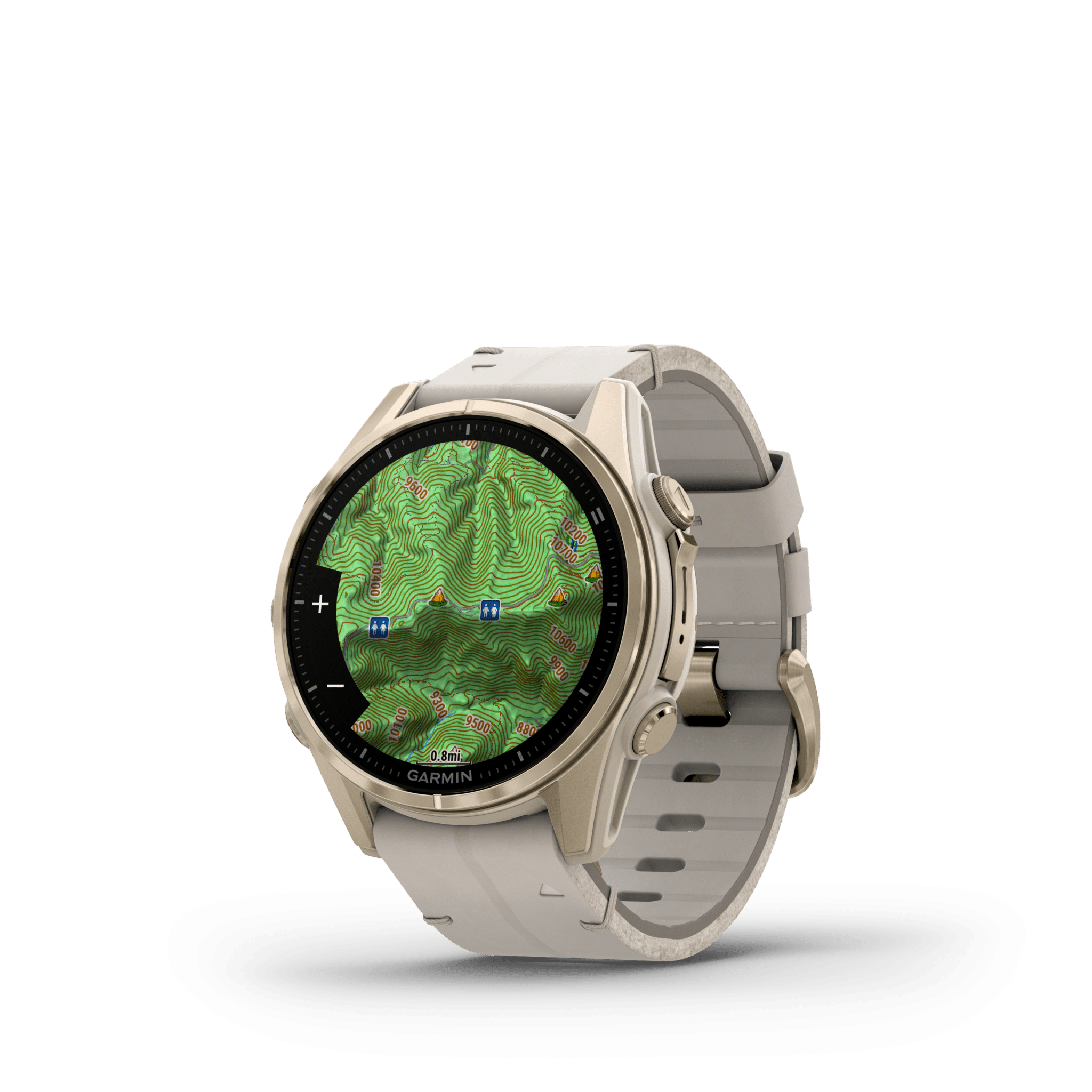 Garmin fenix 8 AMOLED 43 mm Nebelgrau / Softgold – GPS-Multisport-Smartwatch / Lederarmband – Bild 2