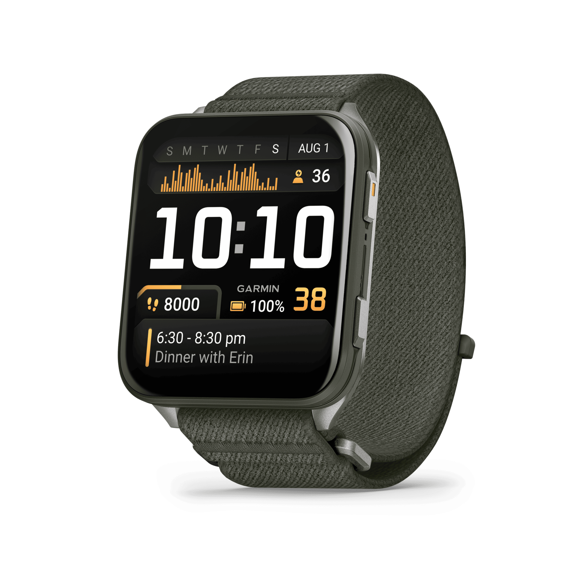 Garmin Venu X1 AMOLED 45 mm Moosgrün – GPS-Fitness-Smartwatch / Nylonarmband