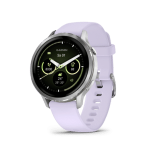 Garmin Venu 4 AMOLED 41 mm Silber / Lavendelblau – GPS-Fitness-Smartwatch / Silikonarmband