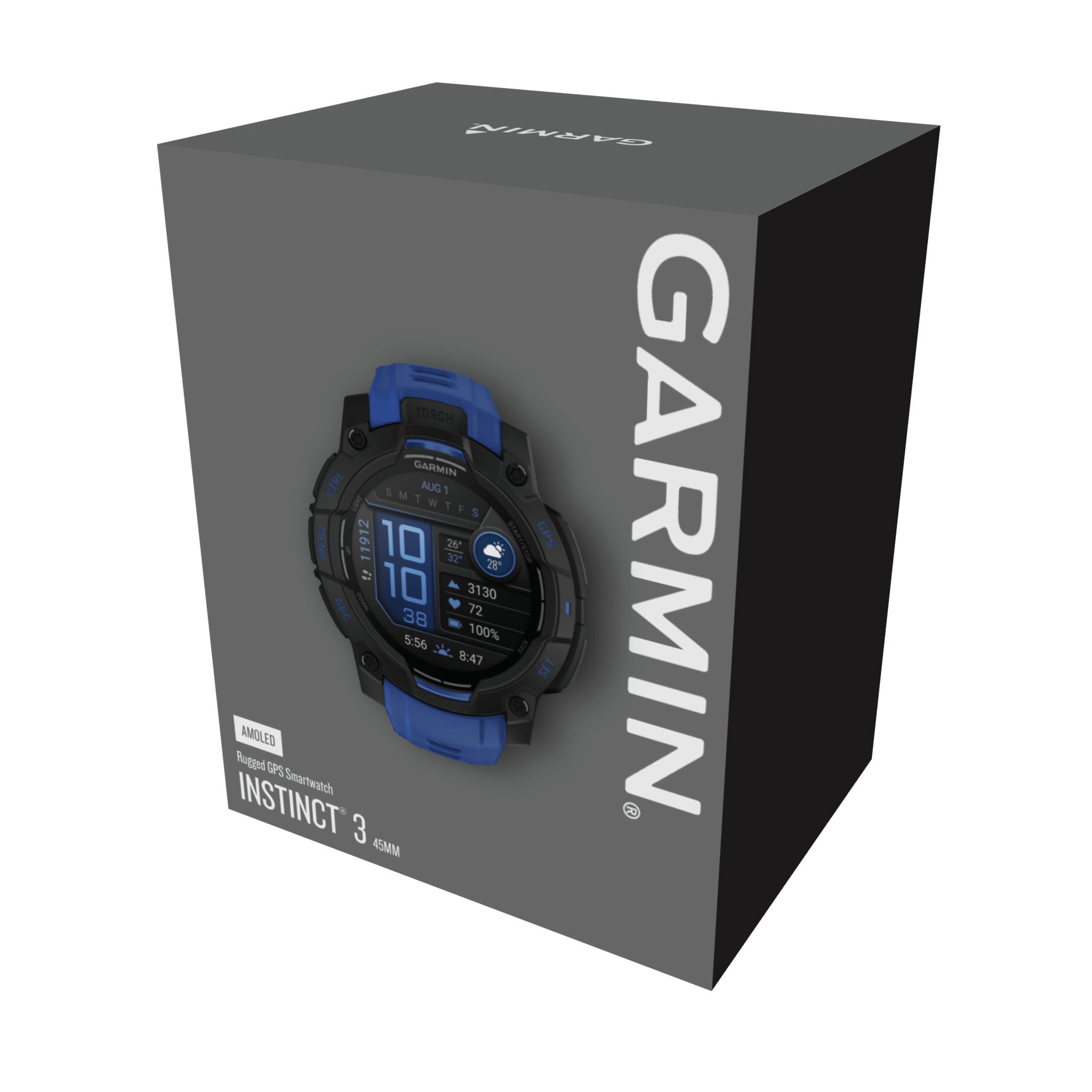 Garmin Instinct 3 AMOLED 45 mm Schwarz/Bolt Blue – Limited Edition / Multisport & Outdoor / Silikonarmband – Bild 5