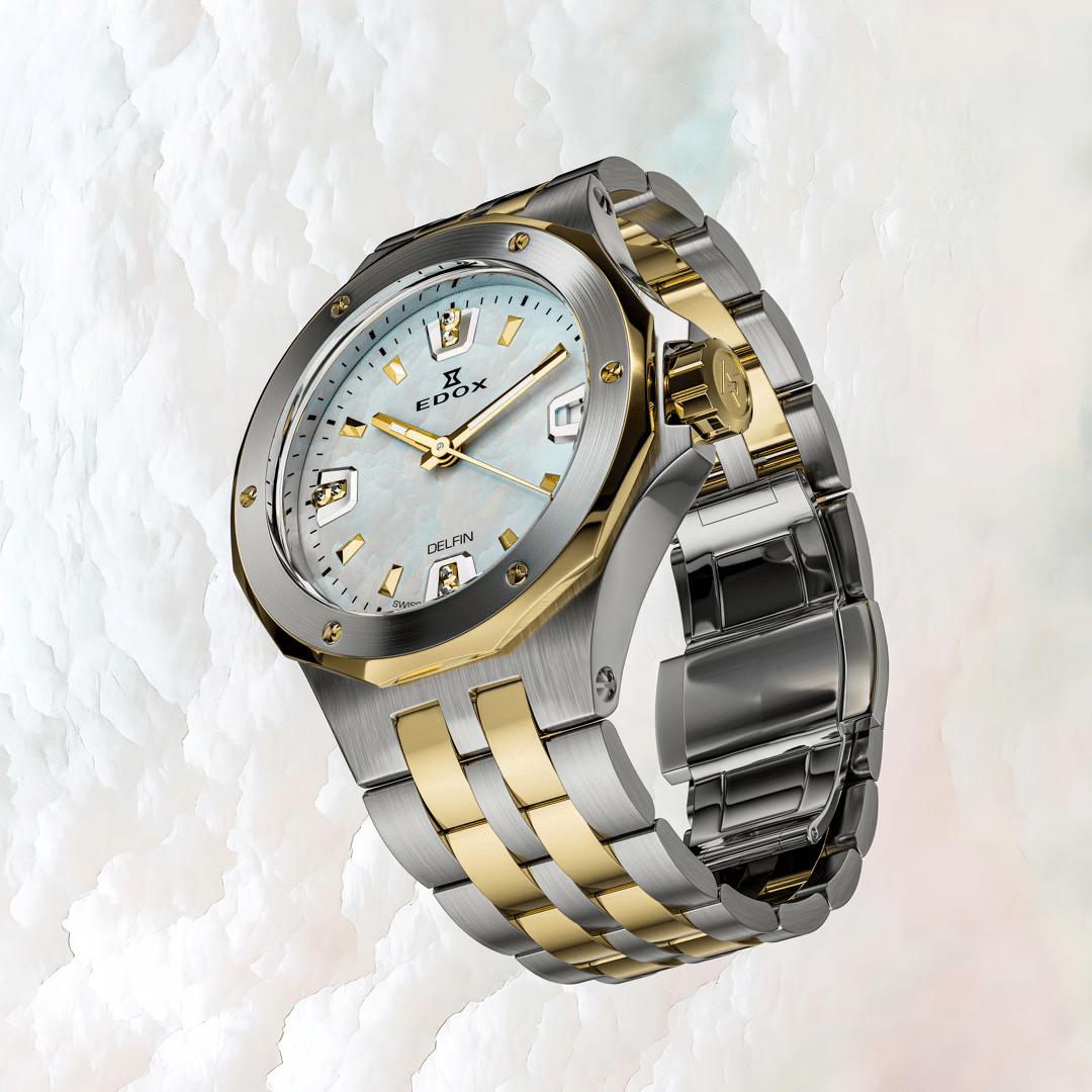 Edox . Delfin Diver Date 33 Quarz - Bicolor 33mm Diamanten – Bild 2