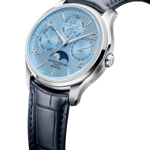baume & mercier clifton 10872 baumatic 40 mm gletscherblau – herren automatikuhr mit ewigem kalender / lederarmband
