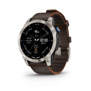 Garmin D2 Mach 1 AMOLED 47 mm Schwarz / Braun Lederarmband – Aviator Smartwatch / Lederarmband