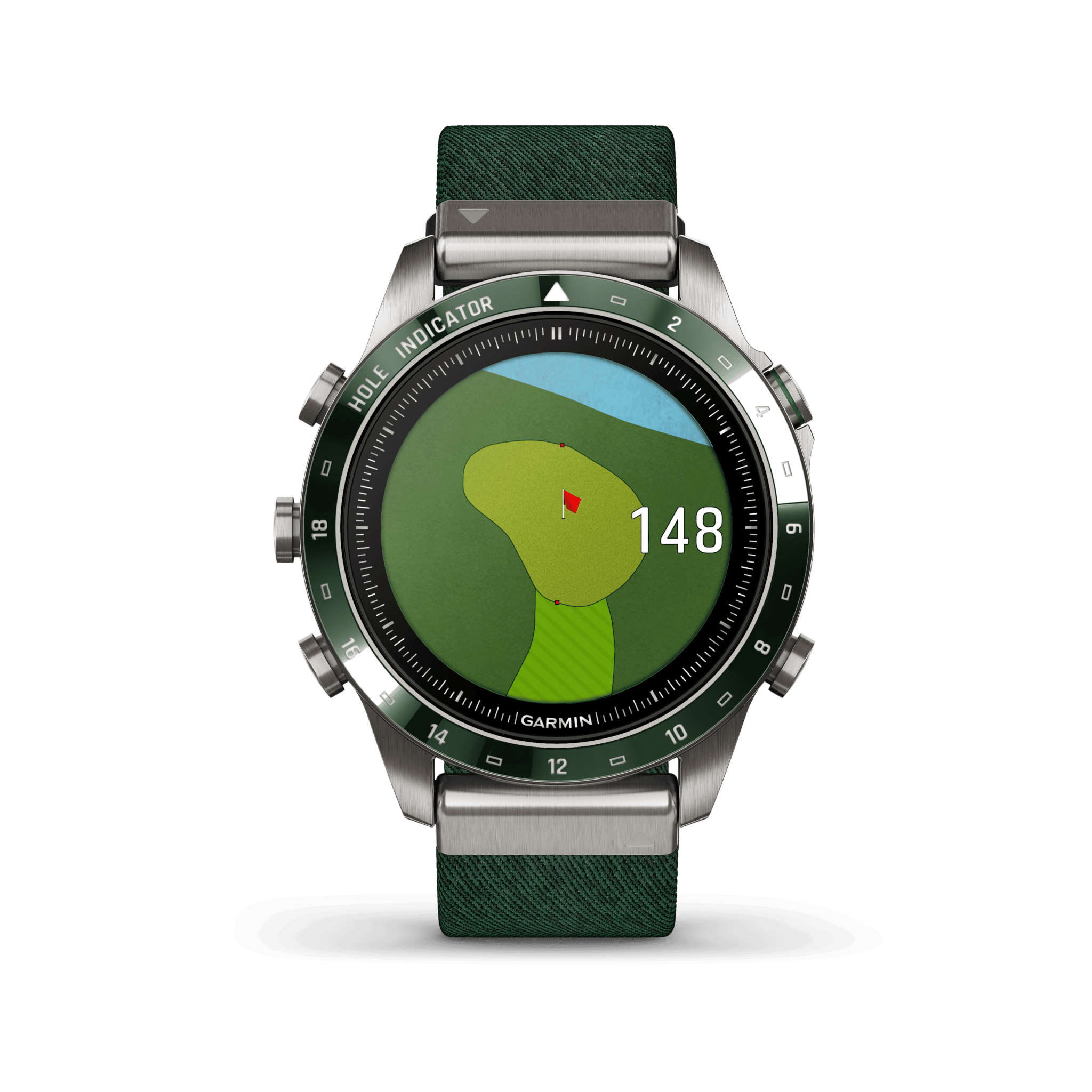 Garmin MARQ Golfer (Gen 2) AMOLED 46 mm Grün – Tool Watch / Titan & Nylonarmband – Bild 2