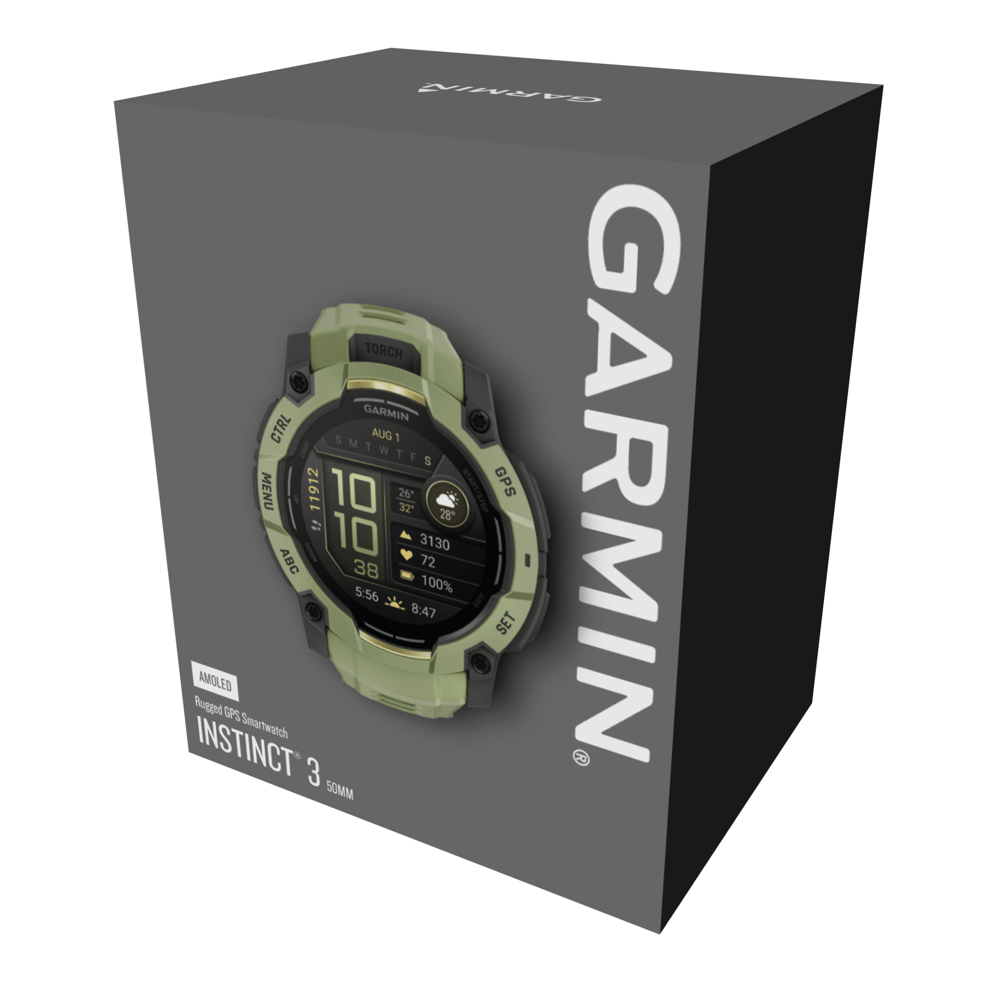 Garmin Instinct 3 AMOLED 50 mm Kieselgrau / Farngrün – Limited Edition GPS-Outdoor-Smartwatch / Silikonarmband – Bild 5