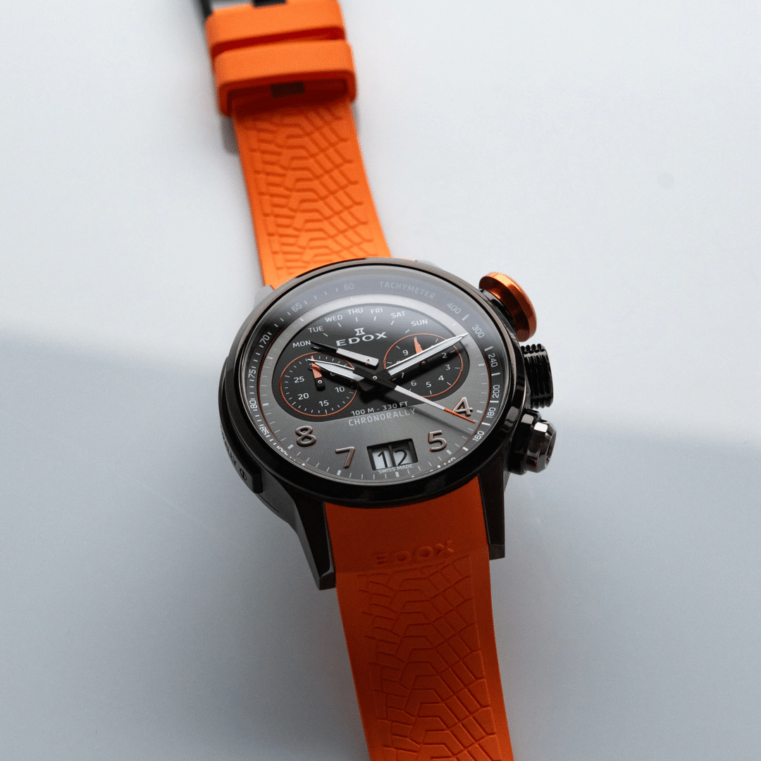 Edox . Chronorally Chronograph 45 Quarz - Orange 45mm – Bild 2