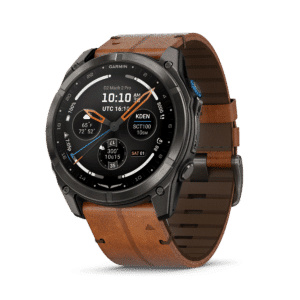 Garmin D2 Mach 2 Pro AMOLED 51 mm Schwarz / Braun Lederarmband – Aviator Smartwatch / Lederarmband