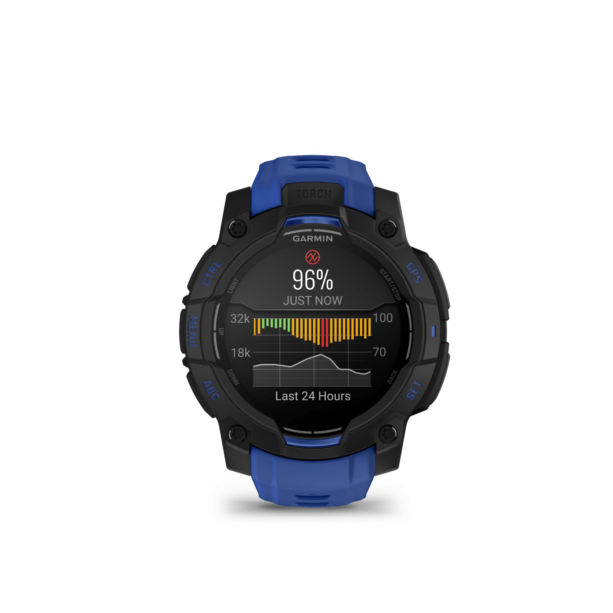 Garmin Instinct 3 AMOLED 45 mm Schwarz/Bolt Blue – Limited Edition / Multisport & Outdoor / Silikonarmband – Bild 3