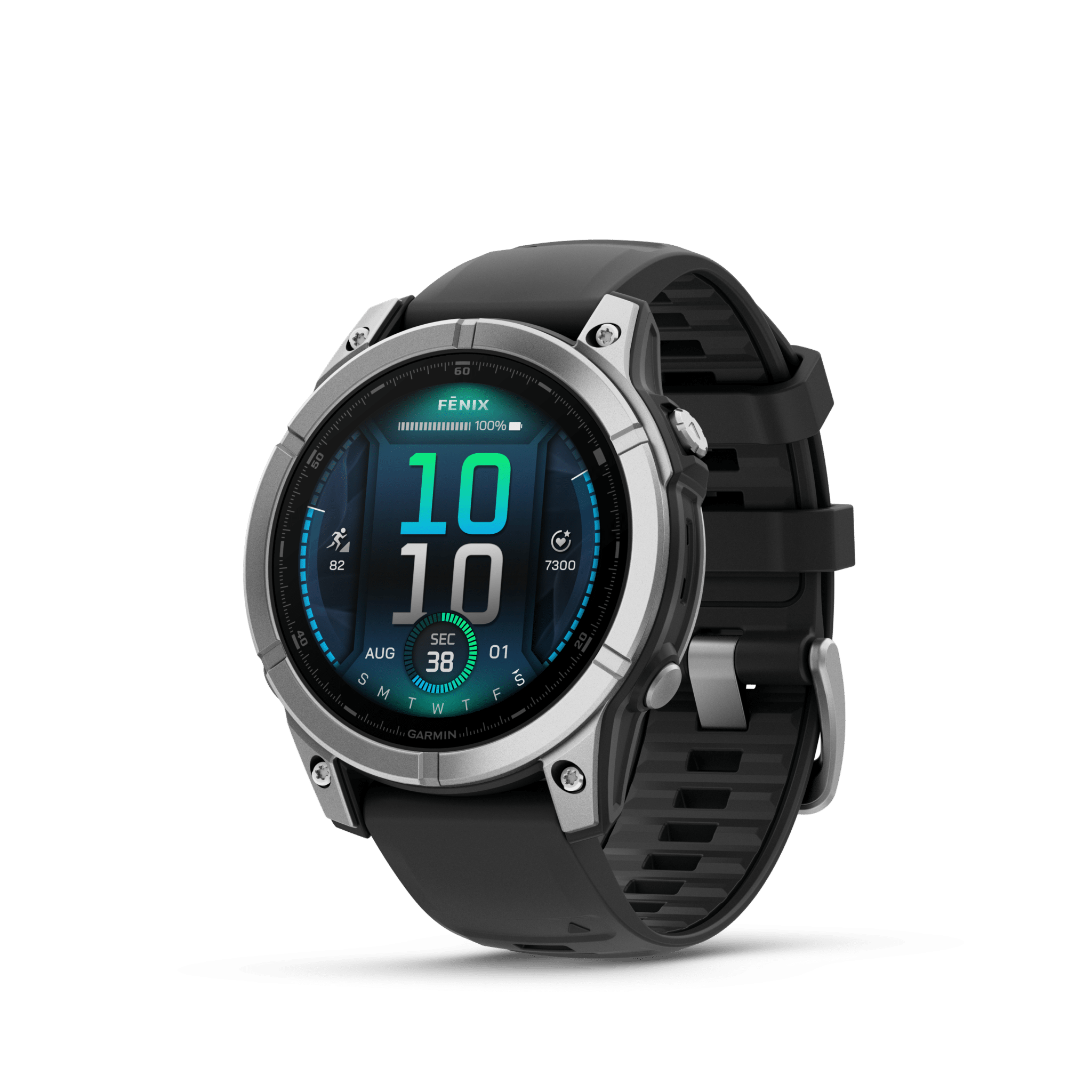 Garmin fenix E AMOLED 47 mm Schwarz / Silber – GPS-Multisport-Smartwatch / Silikonarmband