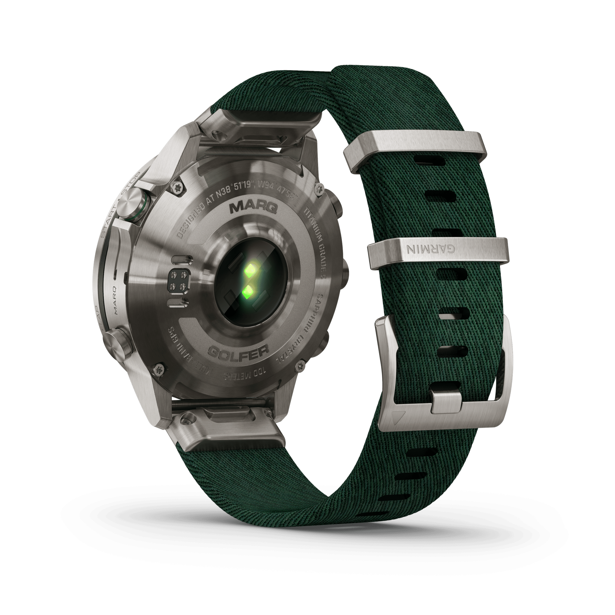 Garmin MARQ Golfer (Gen 2) AMOLED 46 mm Grün – Tool Watch / Titan & Nylonarmband – Bild 3