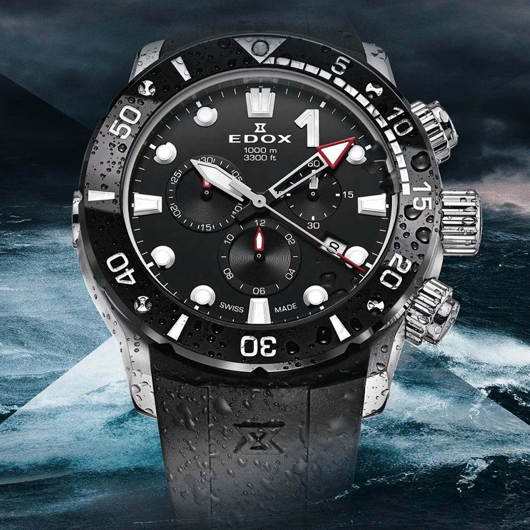 Edox . CO-1 Titan Chronograph Quarz - Schwarz 45mm Kautschuk – Bild 2