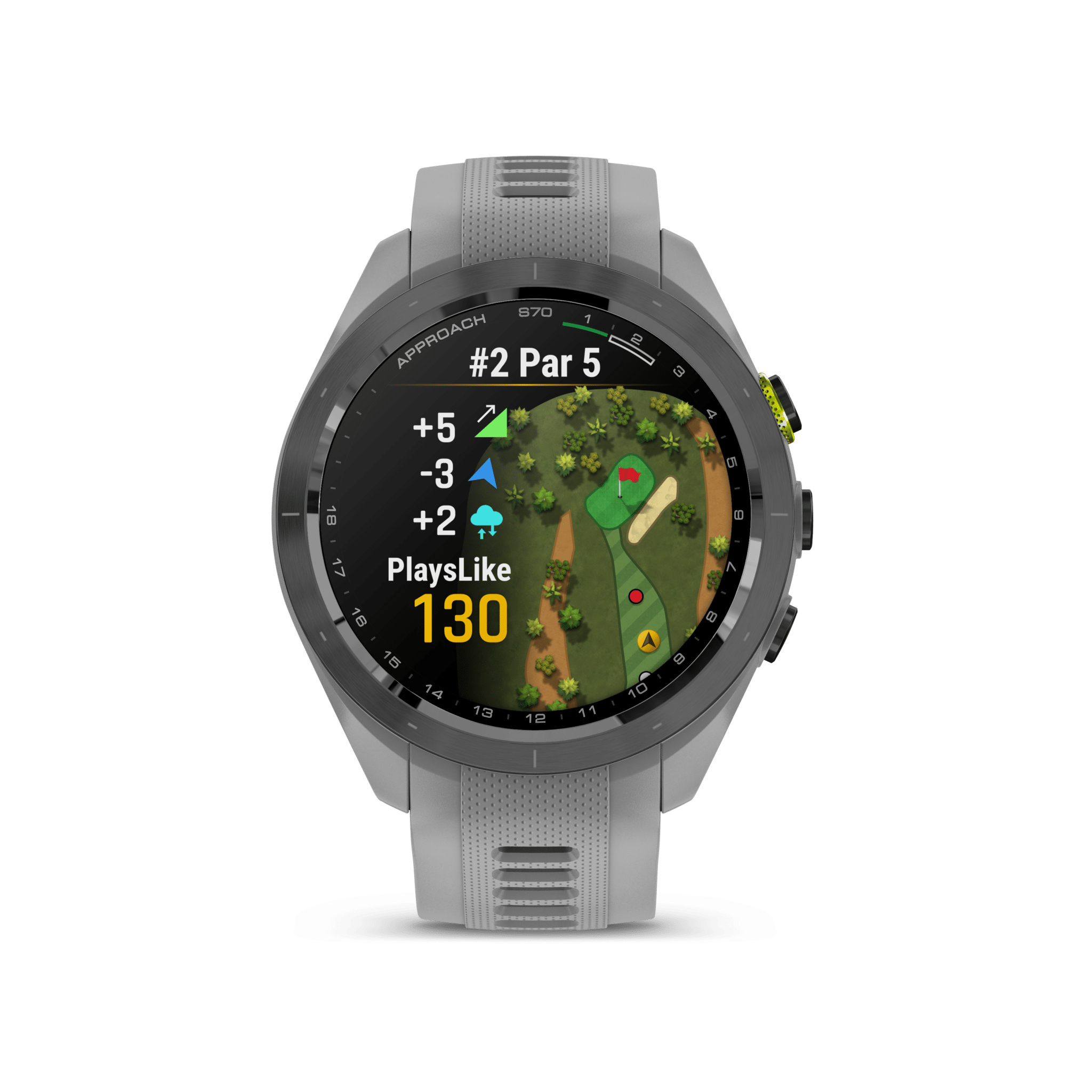 garmin approach s70 amoled 42 mm pudergrau – golf & lifestyle / silikonarmband