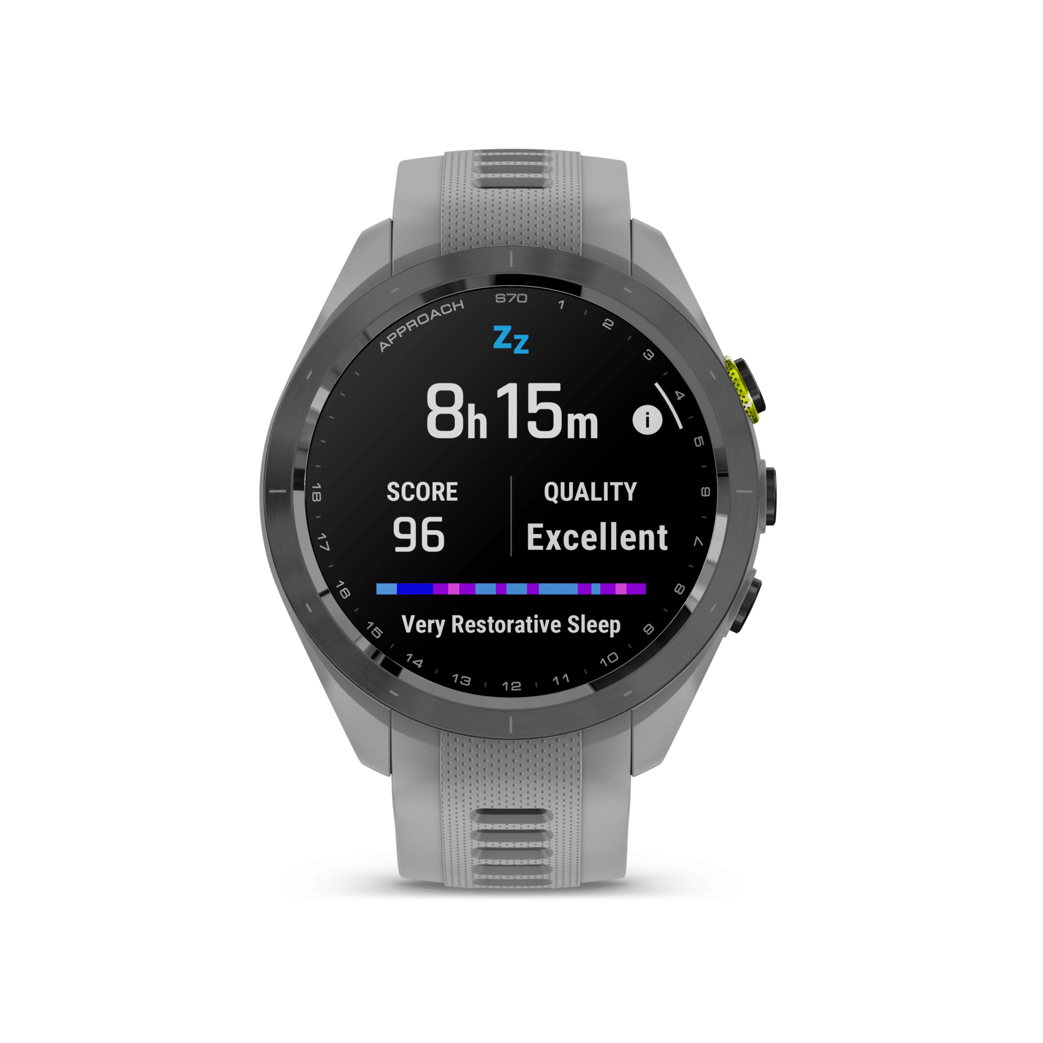 garmin approach s70 amoled 42 mm pudergrau – golf & lifestyle / silikonarmband