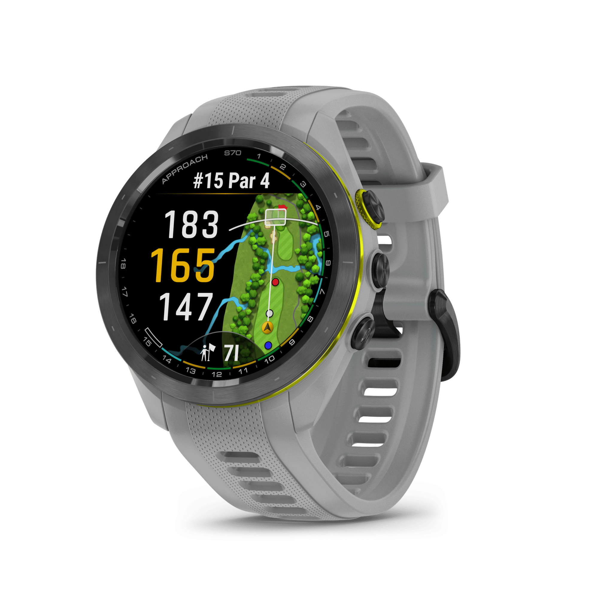 garmin approach s70 amoled 42 mm pudergrau – golf & lifestyle / silikonarmband