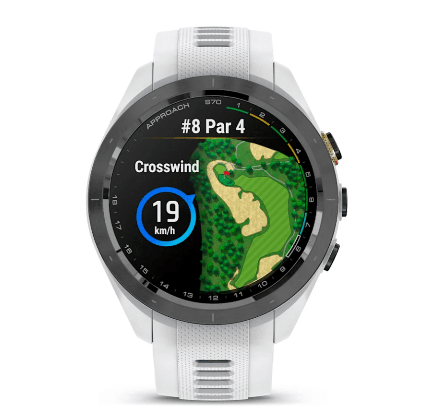 garmin approach s70 amoled 42 mm weiss – golf & lifestyle / silikonarmband