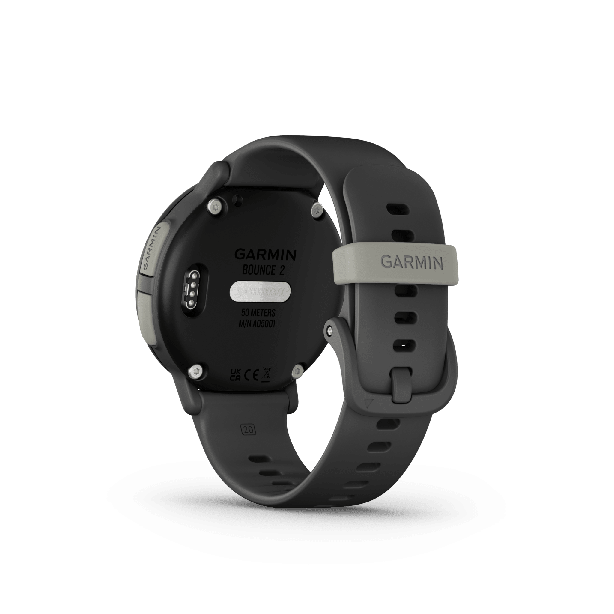 garmin bounce 2 schiefergrau – kinder & kids smartwatch / silikonarmband