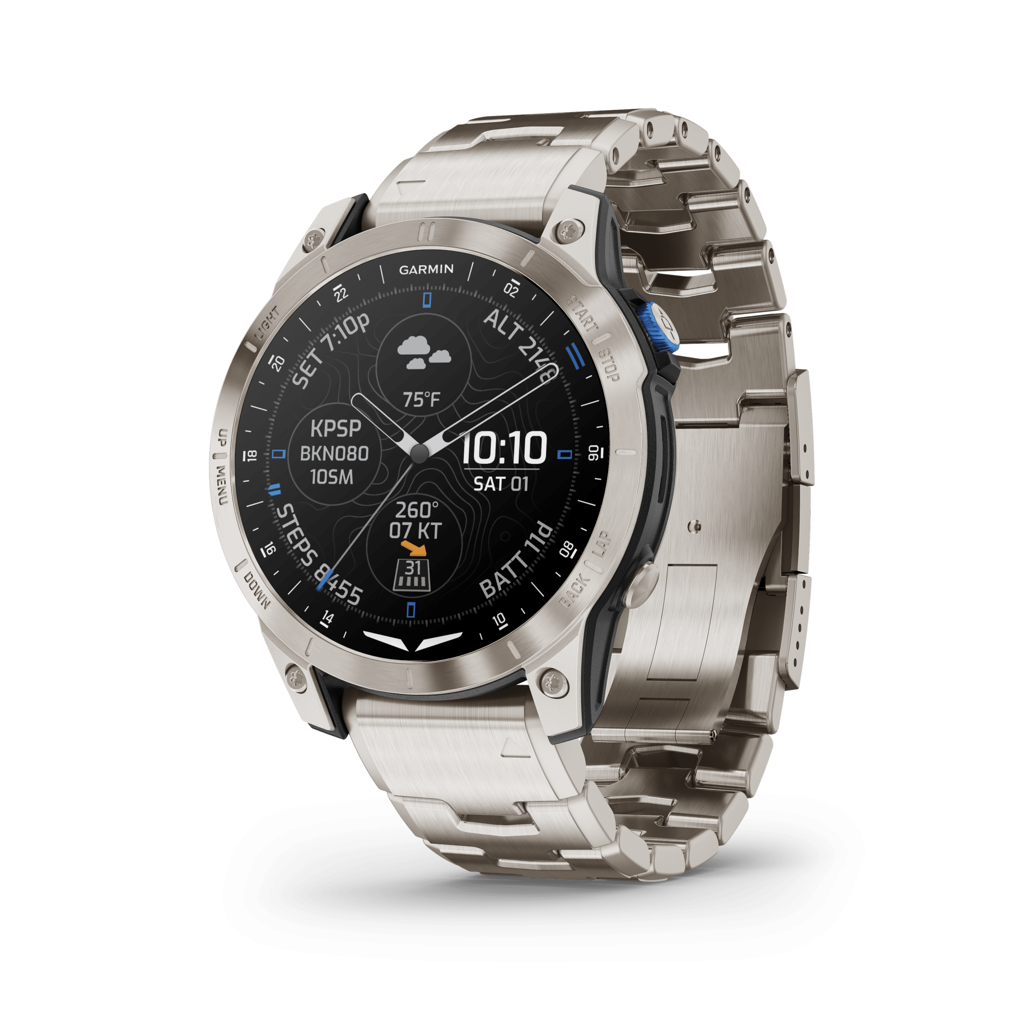 garmin d2 mach 1 amoled 47 mm titan – aviator smartwatch / titanarmband