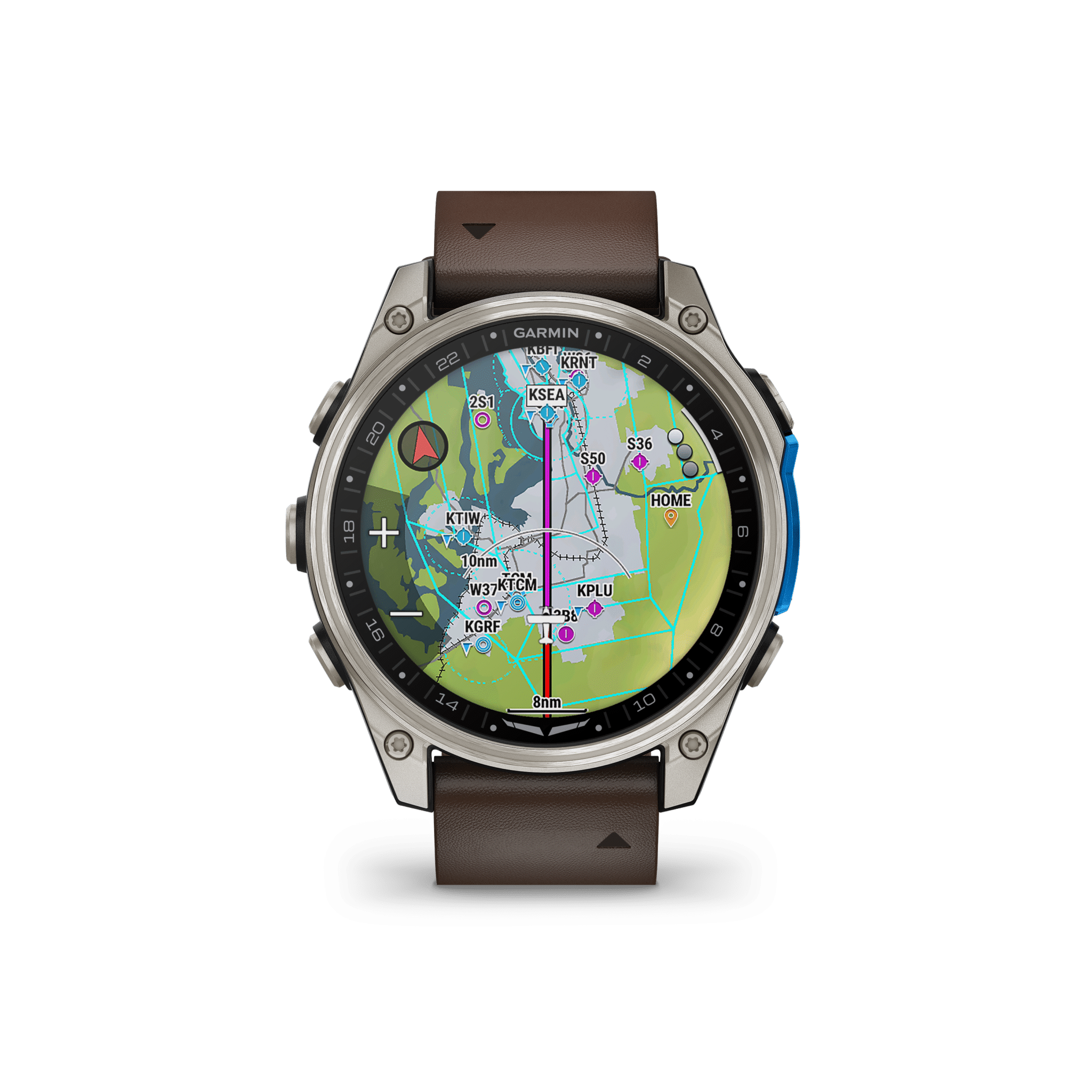 garmin d2 mach 2 amoled 47 mm schwarz / braun lederarmband – aviator smartwatch / lederarmband