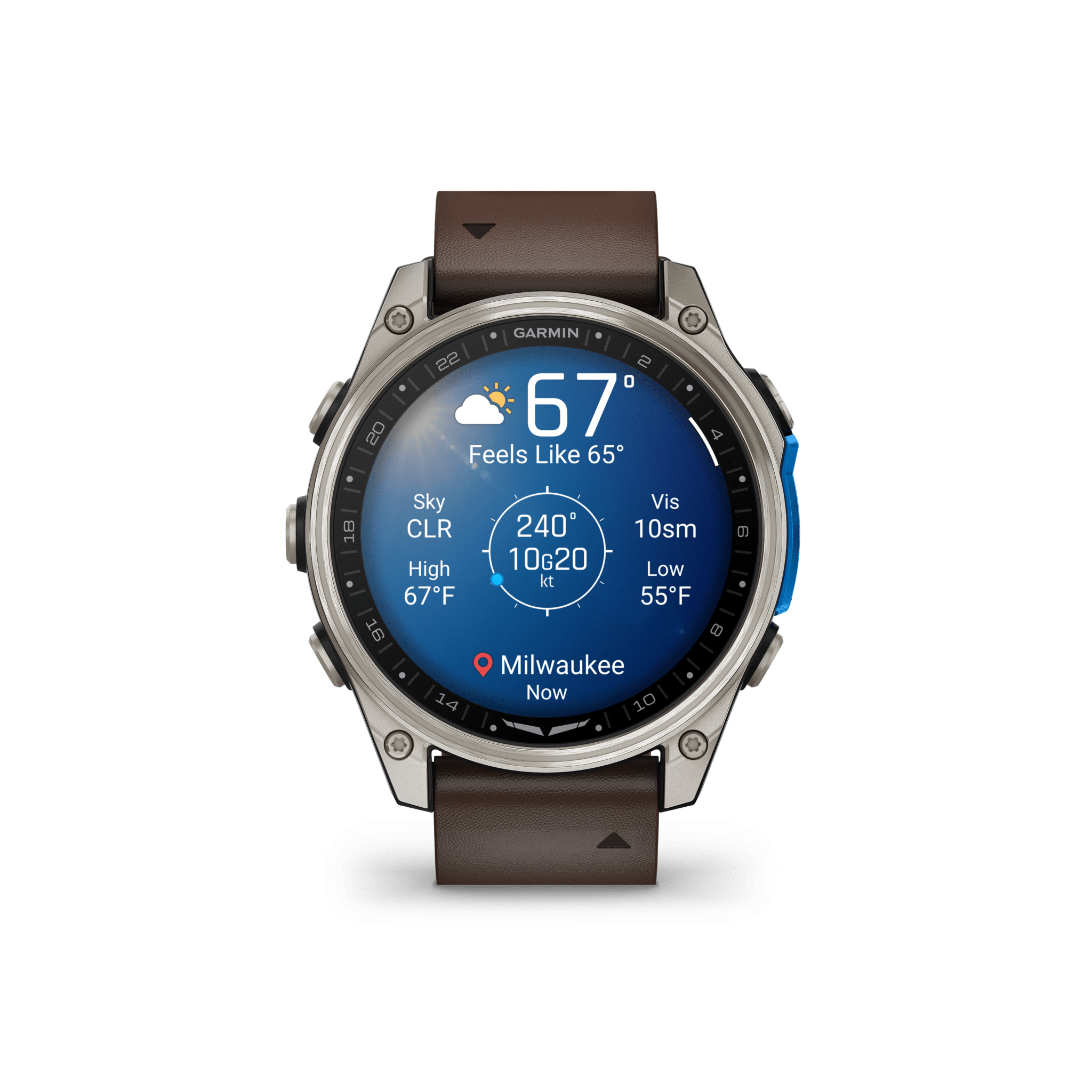 garmin d2 mach 2 amoled 47 mm schwarz / braun lederarmband – aviator smartwatch / lederarmband