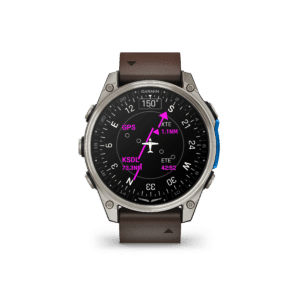 garmin d2 mach 2 amoled 47 mm schwarz / braun lederarmband – aviator smartwatch / lederarmband