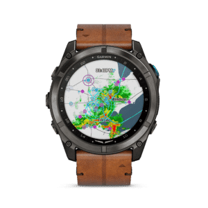 garmin d2 mach 2 pro amoled 51 mm schwarz / braun lederarmband – aviator smartwatch / lederarmband