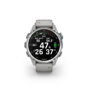 garmin descent mk3 amoled 43 mm grau – tauchcomputer & gps smartwatch / silikonarmband