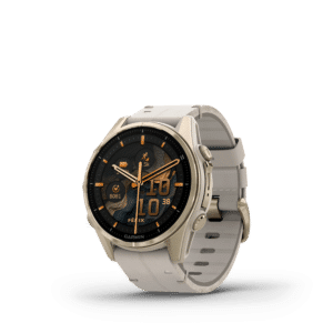 garmin fenix 8 amoled 43 mm nebelgrau / softgold – gps multisport smartwatch / lederarmband