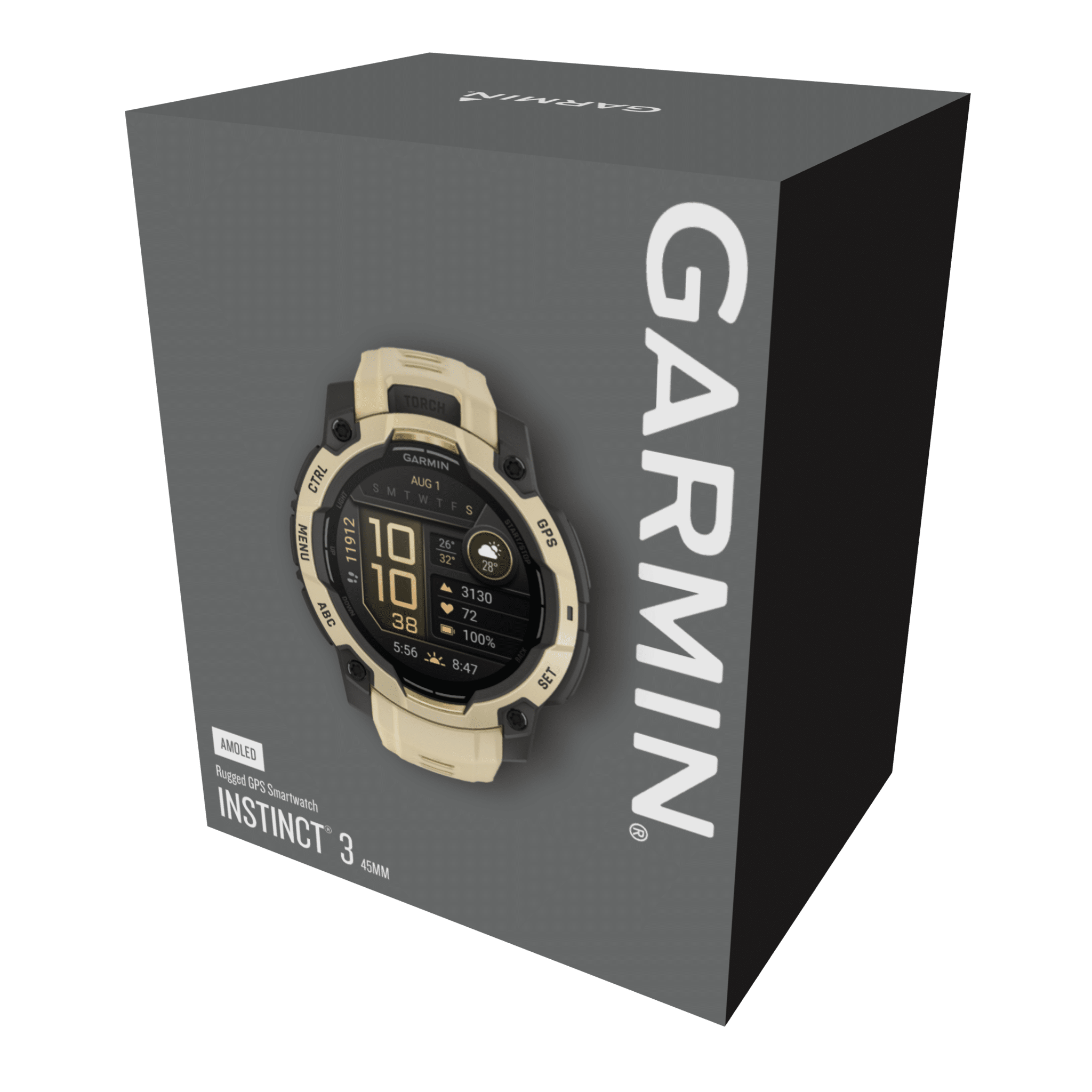 garmin instinct 3 amoled 45 mm grau/citrine – limited edition / multisport & outdoor / silikonarmband