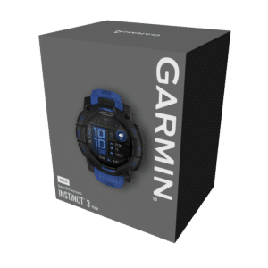 garmin instinct 3 amoled 45 mm schwarz/bolt blue – limited edition / multisport & outdoor / silikonarmband