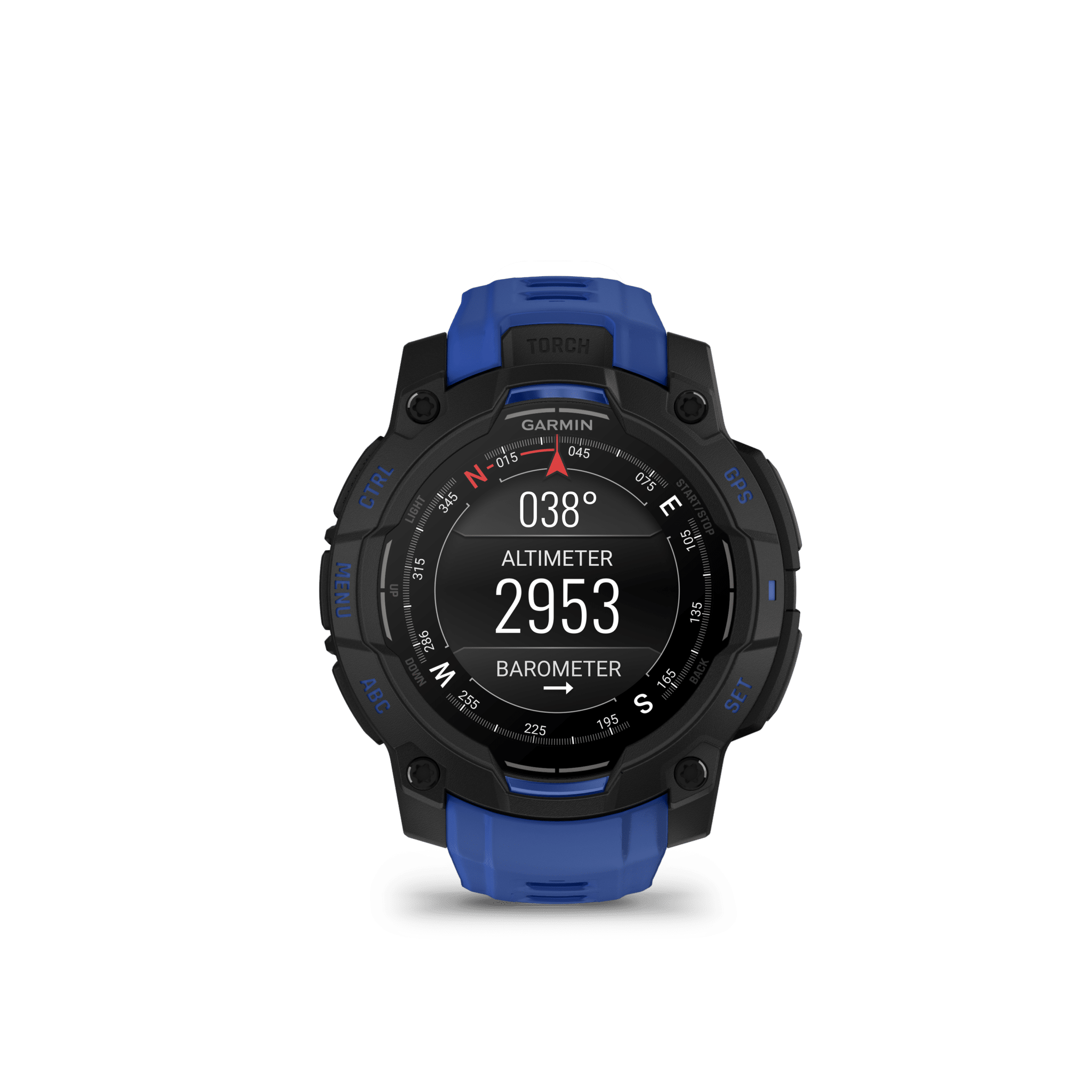 garmin instinct 3 amoled 45 mm schwarz/bolt blue – limited edition / multisport & outdoor / silikonarmband